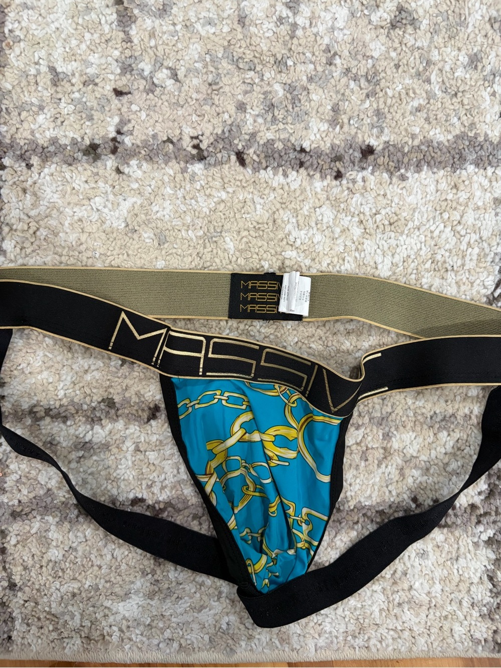 MASSIVE Denim Blue & Gold Chain Print Jockstrap